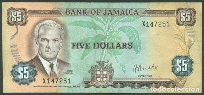 Billetes extranjeros: JAMAICA. 5 dolares (1976). Firma 5. S/F. Pick 61b.