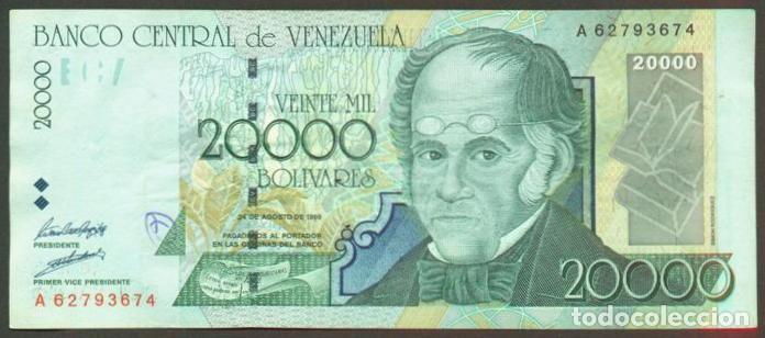 Billets internationaux: VENEZUELA. 20000 bolivares 24.8. 1998. Pick 82. Prefijo A. Fauna, Salto Angel.