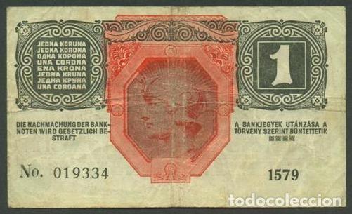 Billetes extranjeros: AUSTRIA. 1 krone S/F (1919). Pick 49. Con reselllo verde DEUTSCHOSTERREICH.