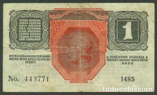 Billetes extranjeros: AUSTRIA. 1 krone S/F (1919). Pick 49. Con reselllo verde DEUTSCHOSTERREICH.