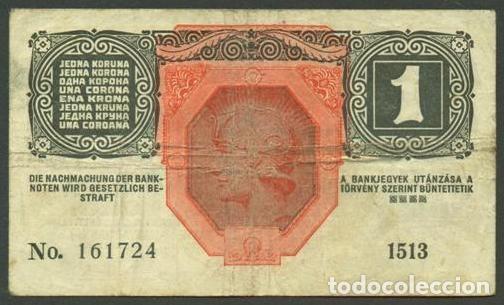 Billetes extranjeros: AUSTRIA. 1 krone S/F (1919). Pick 49. Con reselllo verde DEUTSCHOSTERREICH.