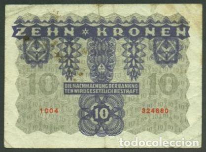 Billetes extranjeros: AUSTRIA. 10 kronen 1922. Pick 75. - Foto 2