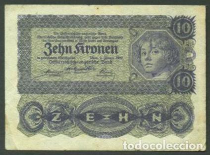 Billetes extranjeros: AUSTRIA. 10 kronen 1922. Pick 75. - Foto 1