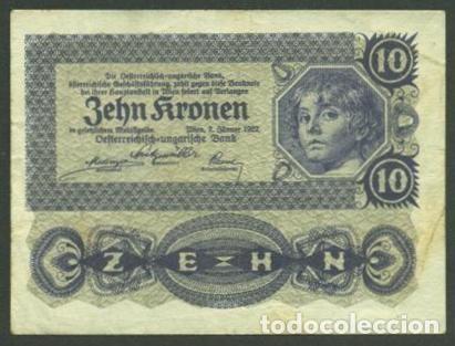 Billetes extranjeros: AUSTRIA. 10 kronen 1922. Pick 75.