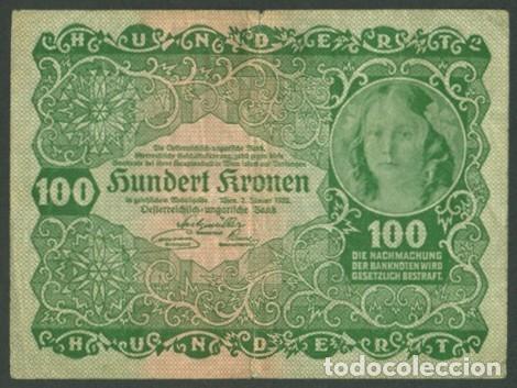 Billetes extranjeros: AUSTRIA. 100 kronen 1922. Pick 77. - Foto 1
