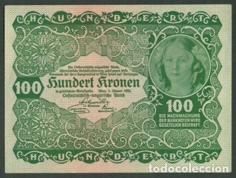 Billetes extranjeros: AUSTRIA. 100 kronen 1922. Pick 77.