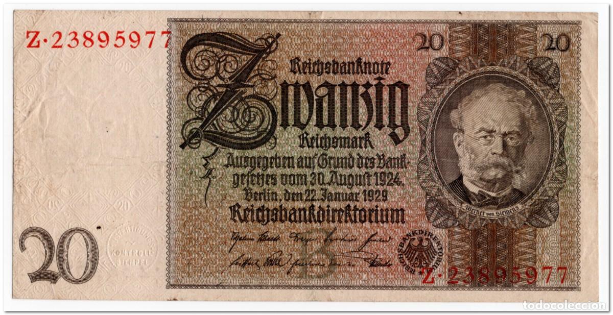 Billetes extranjeros: GERMANY,20 REICHSMARK,1929,P.181,VF