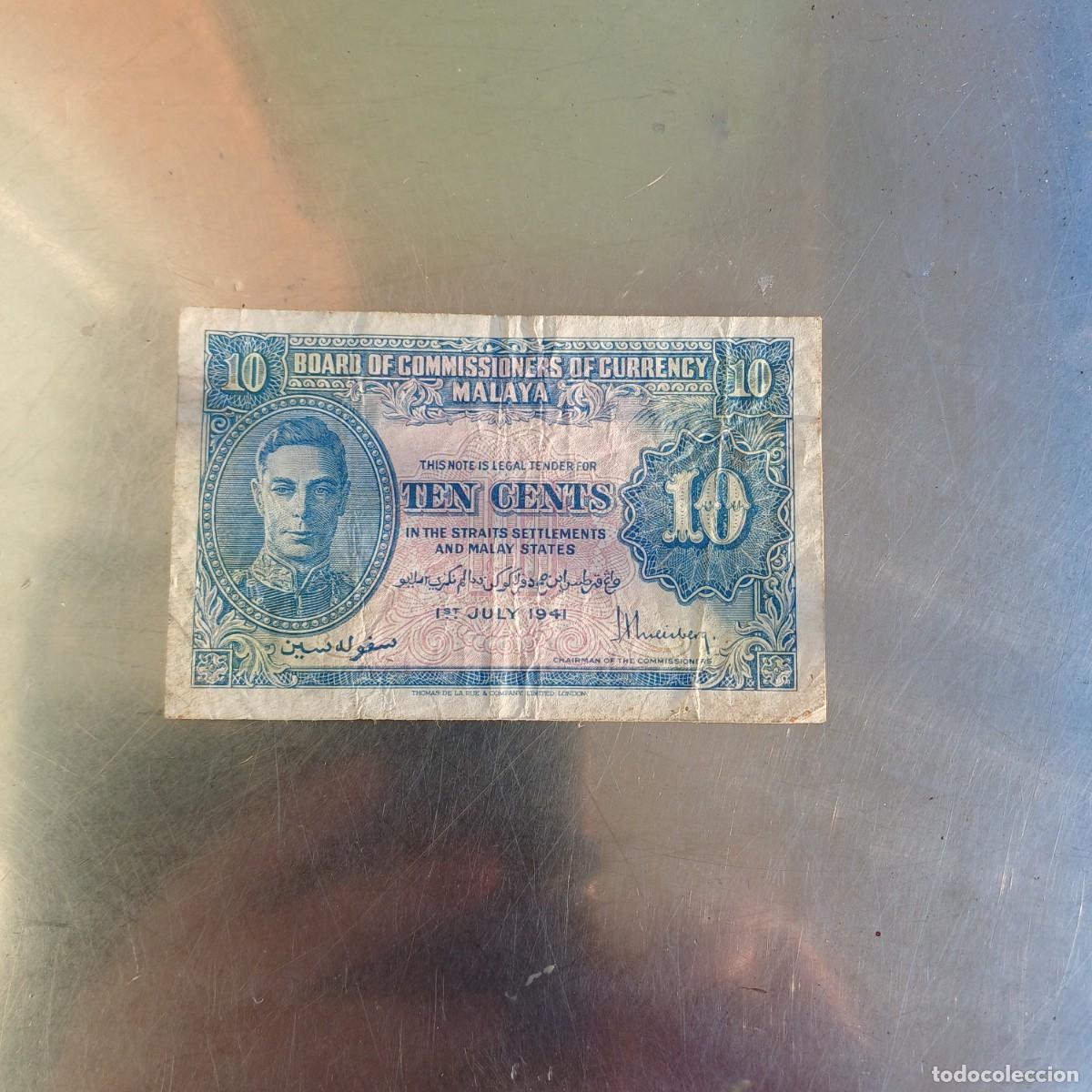 Billetes extranjeros: Billete malaya 10 chelines 1941 - Foto 1