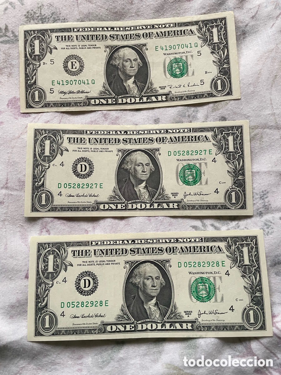 Billetes extranjeros: Billetes de 1 D&oacute;lar USD (Pareja Correlativa + Serie 1995)