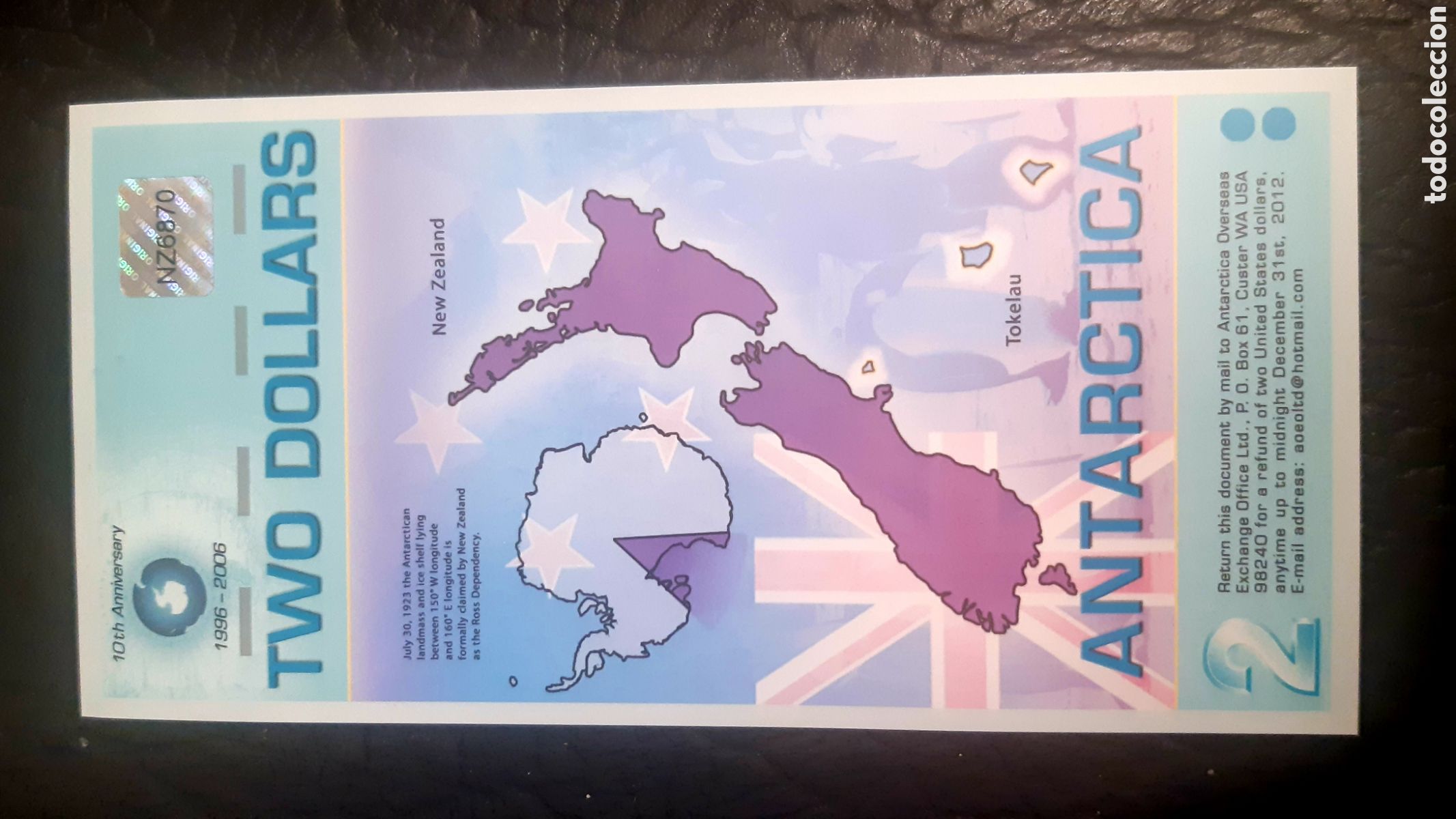 Billetes extranjeros: Billete Antarctica 2 D&oacute;lares sc - Foto 2