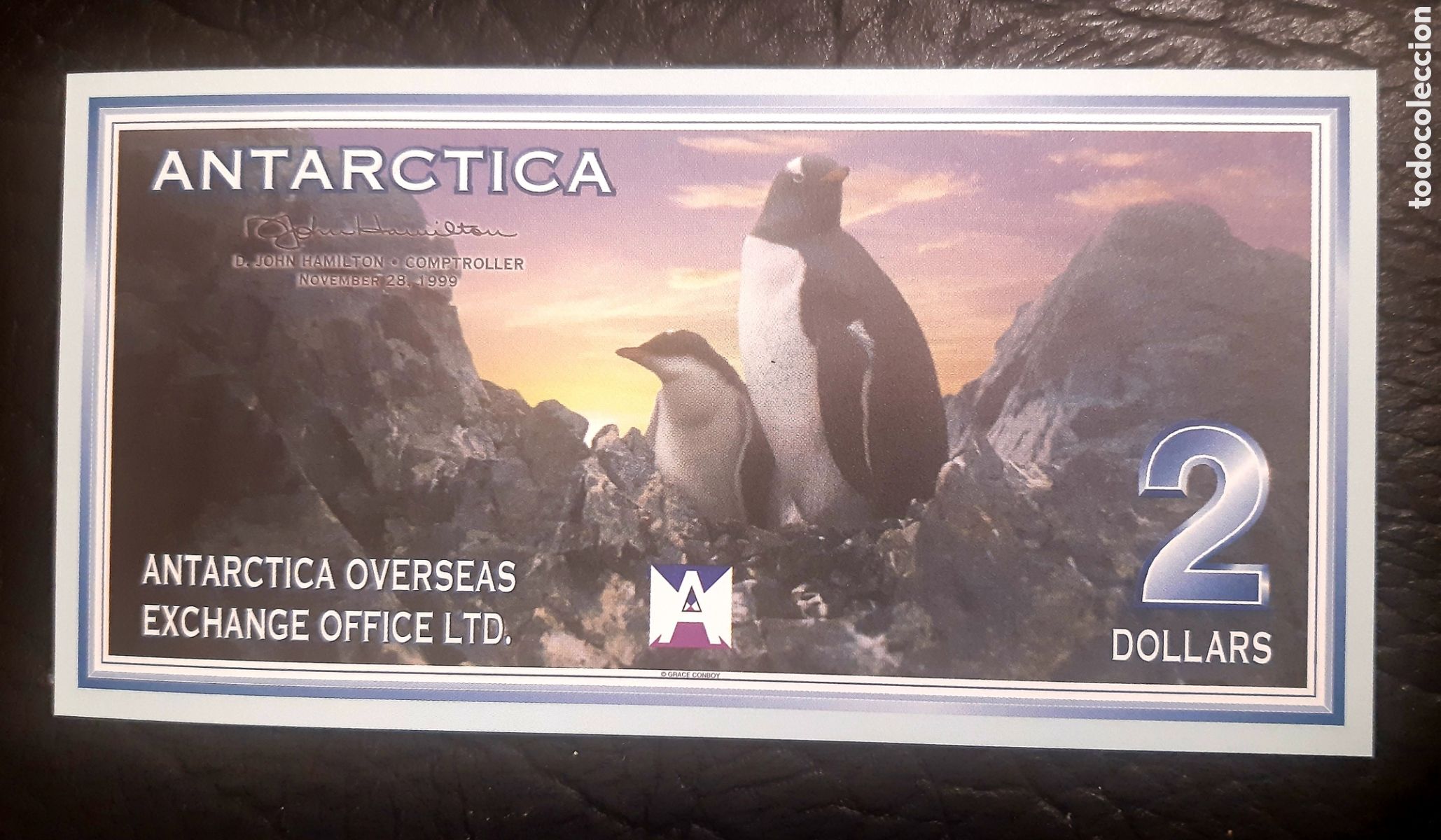 Billetes extranjeros: Billete Antarctica 2 D&oacute;lares sc