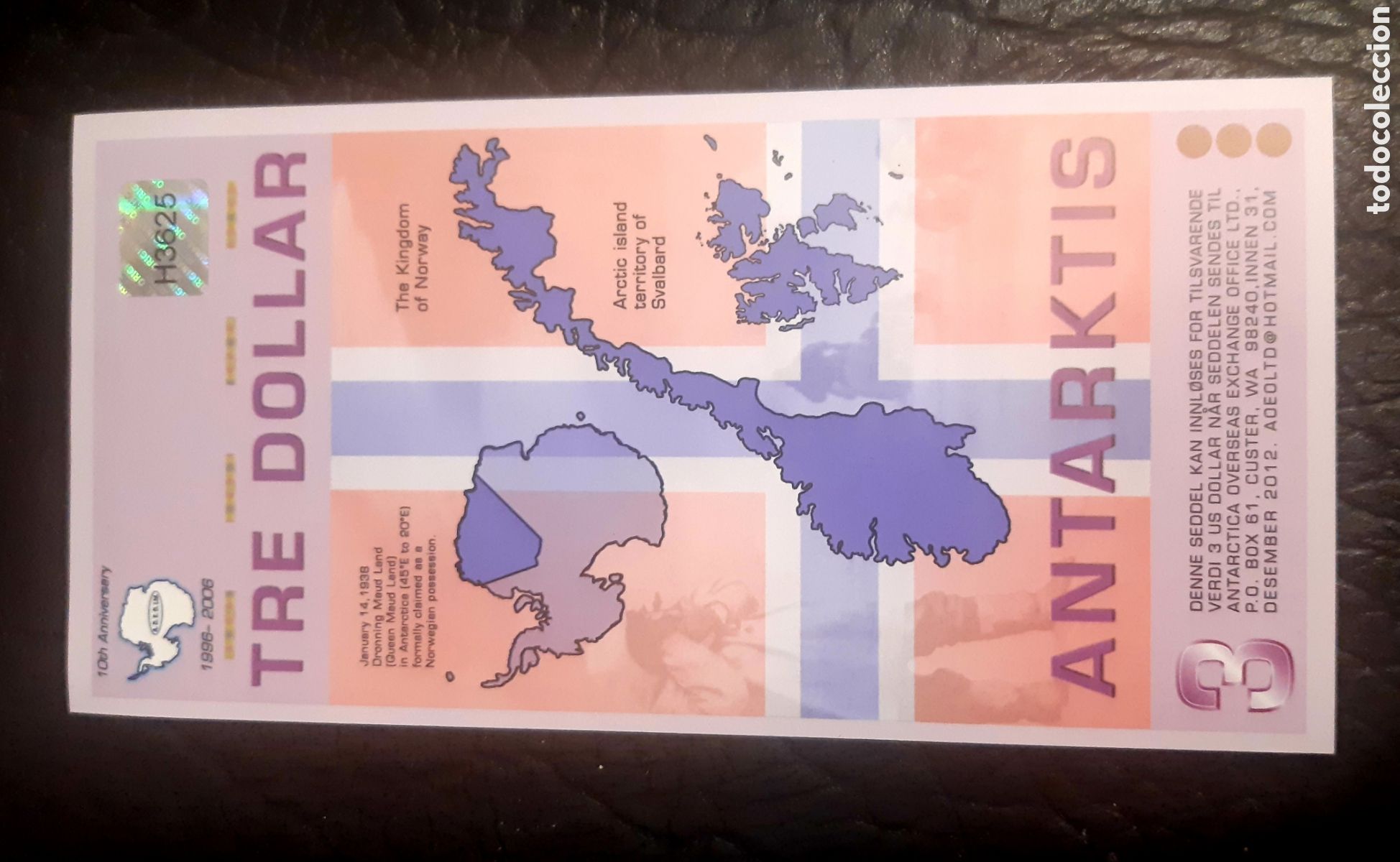 Billetes extranjeros: Billete Antarctica 3 Dolares sc - Foto 2