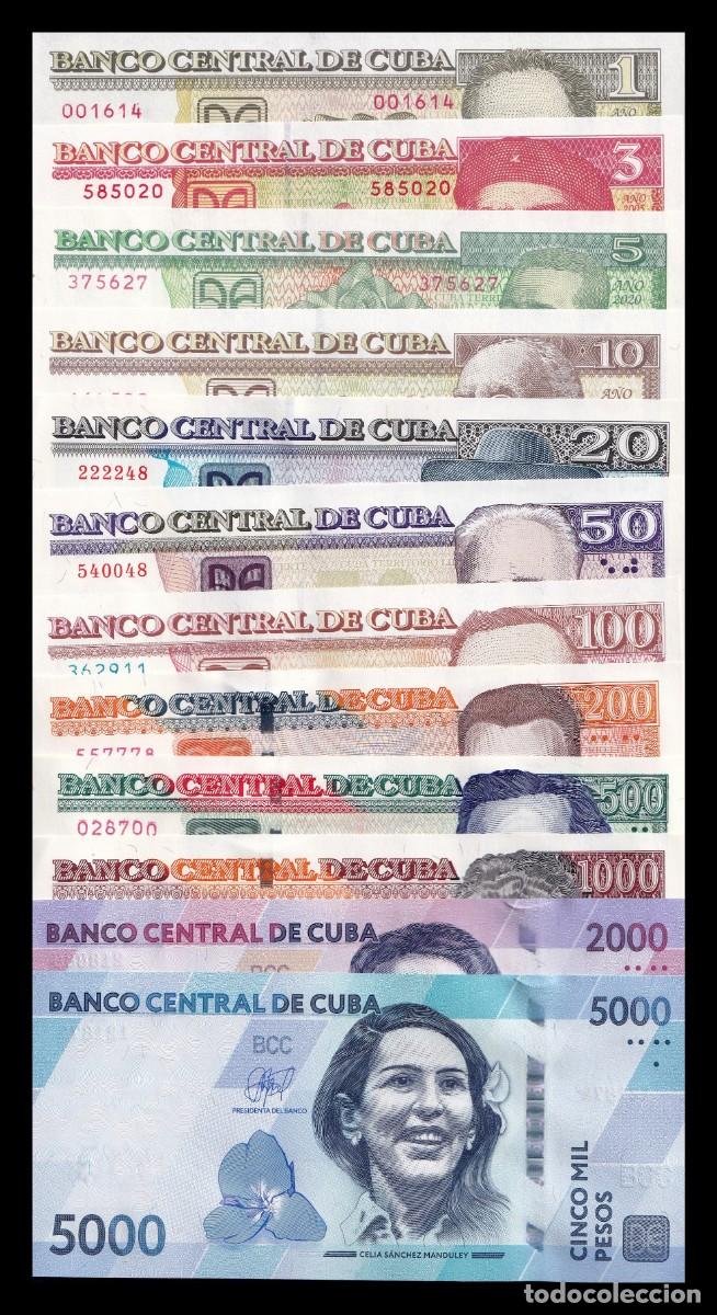 Billetes extranjeros: Cuba Set Completo 12 billetes 1-5000 Pesos 2005-2026 Pick 116-146 Sc Unc