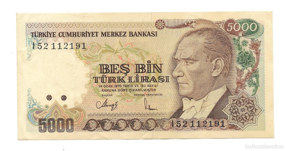 Billetes extranjeros: 5000 Lira Turquia 1970 XF