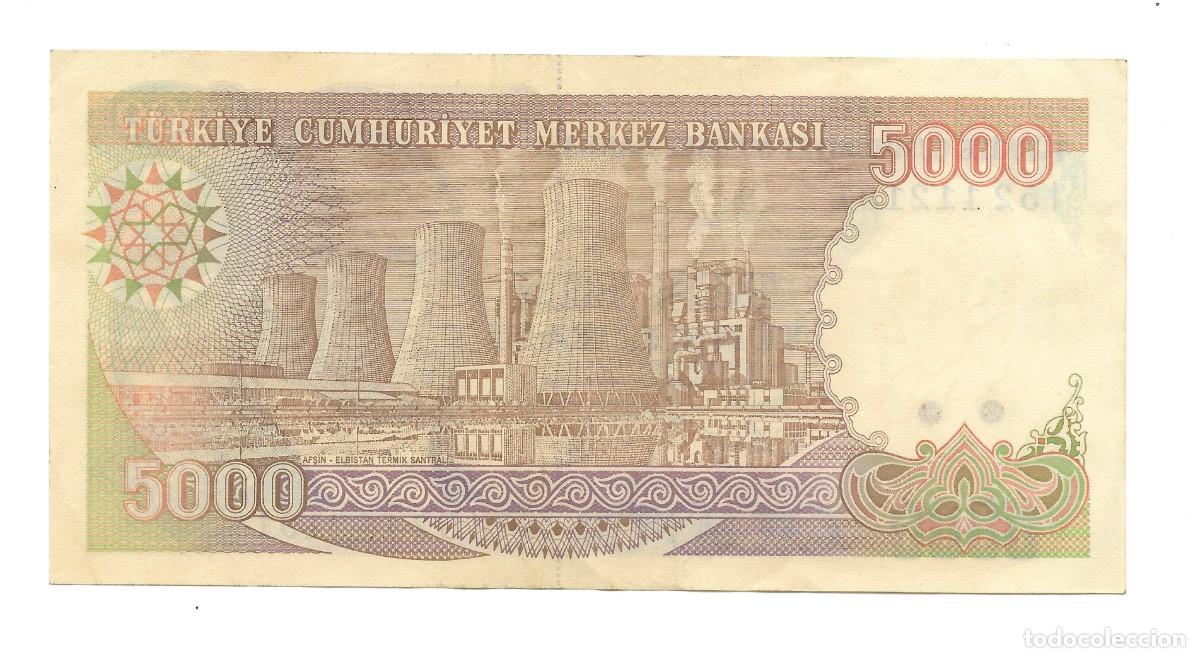 Billetes extranjeros: 5000 Lira Turquia 1990 XF - Foto 2