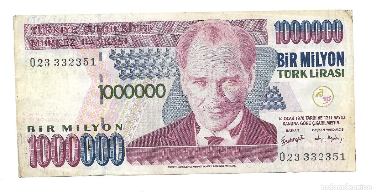 Billetes extranjeros: 1 Mill&oacute;n Lira Turca 2002 XF