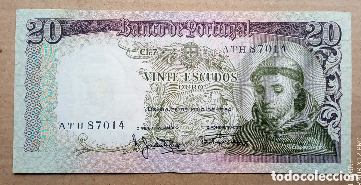 Billetes extranjeros: Portugal - 20 Escudos 1964 ATH 87014 - Bc