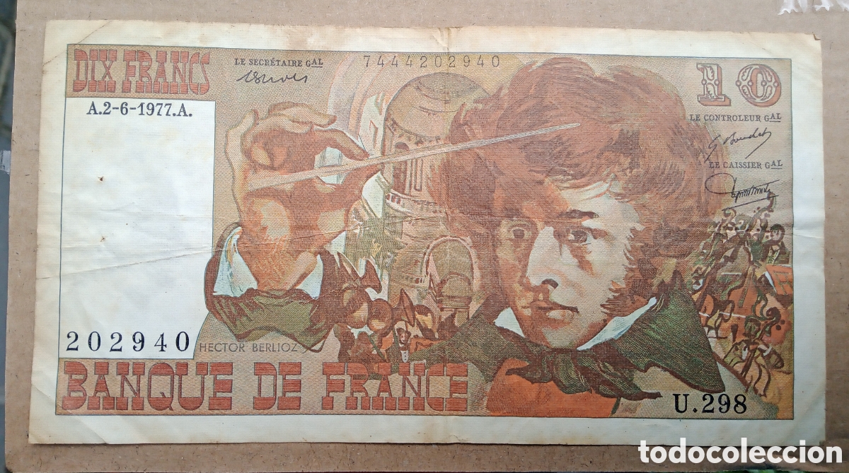 Billetes extranjeros: Francia - 10 Francos 2-6-1977 U298 202940 - Rc