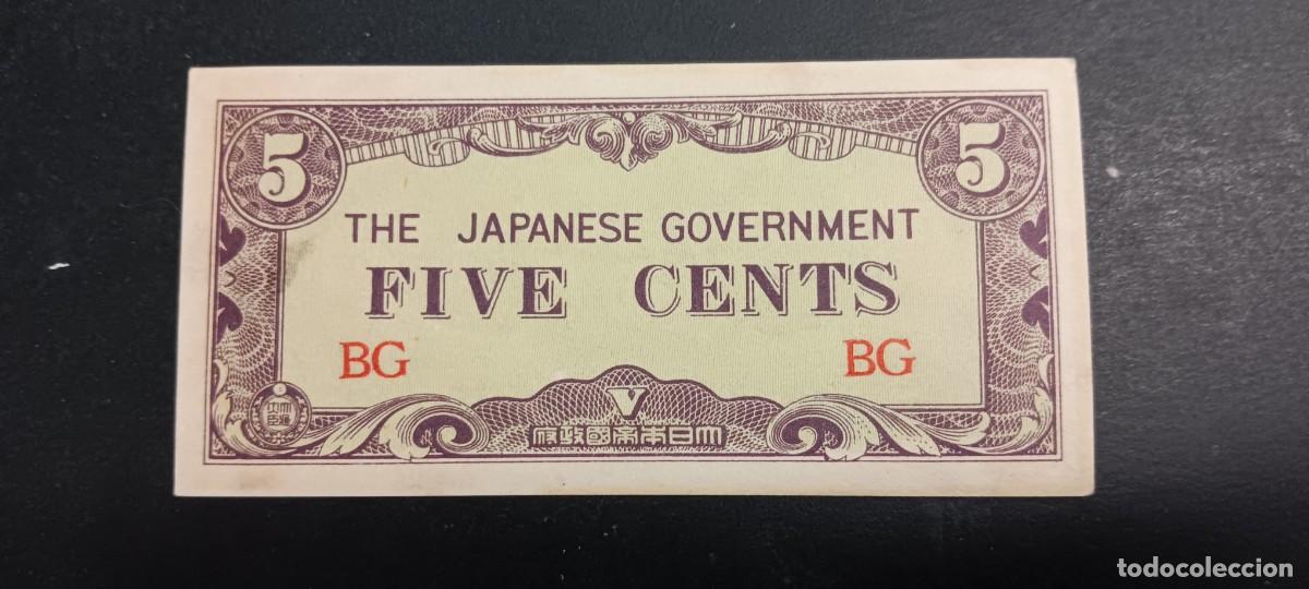 Billetes extranjeros: MYANMAR(BIRMANIA) 5 CENTIMOS 1942 S/C P=10 (II GM INVASI&Oacute;N JAPONESA)