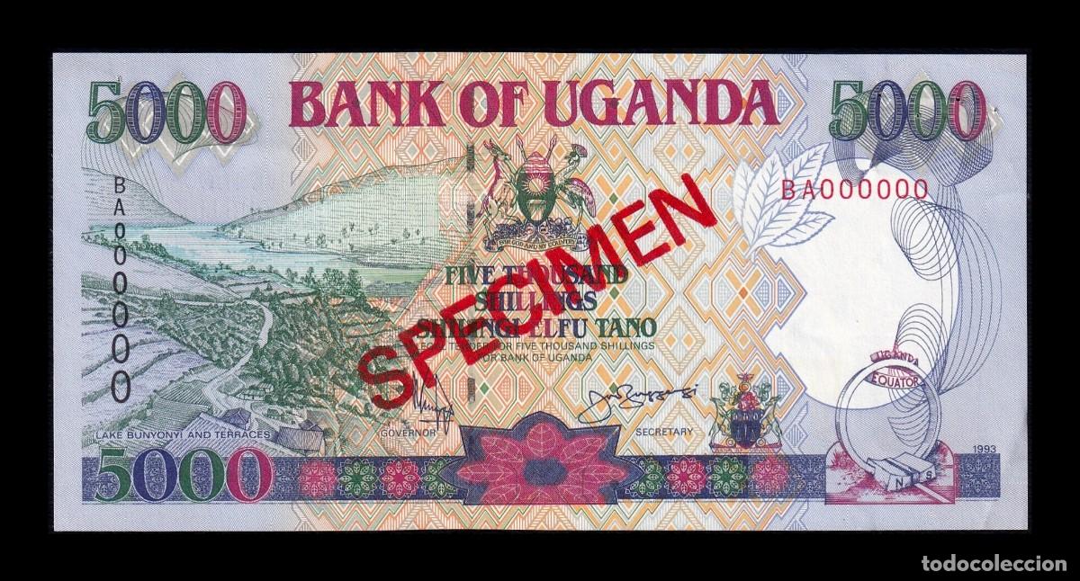 Billetes extranjeros: Uganda 5000 Shillings 1993 Pick 37As Specimen Sc- aUnc