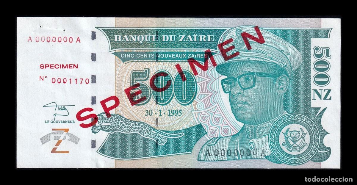 Billetes extranjeros: Zaire 500 Nouveaux Zaires Joseph D&eacute;sir&eacute; 1995 Pick 65s Specimen Sc- aUnc