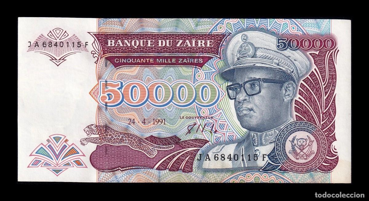 Billetes extranjeros: Zaire 50000 Zaires Joseph D&eacute;sir&eacute; 1991 Pick 40 Ebc/Sc- Xf/aUnc