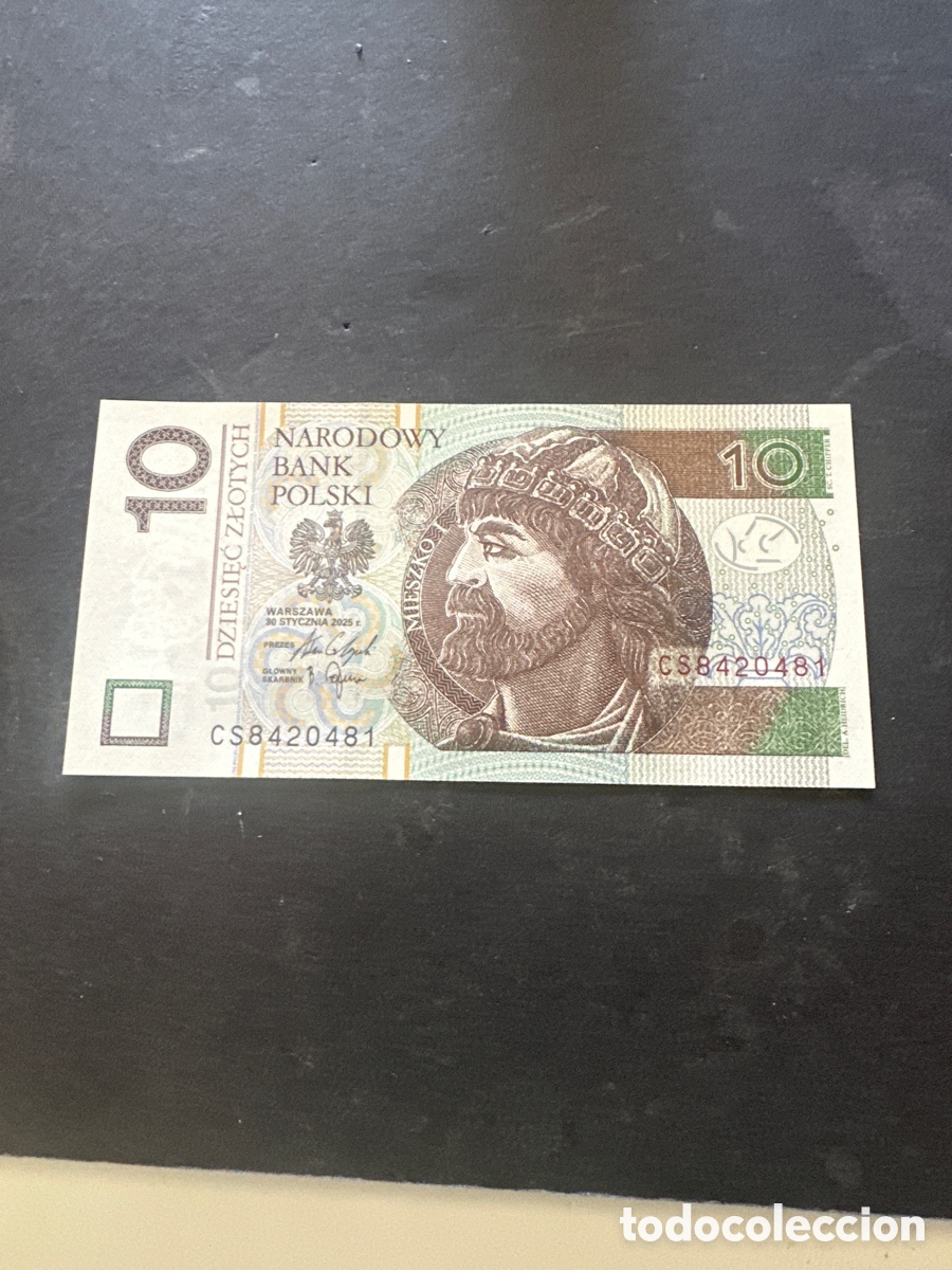 Billetes extranjeros: Billete de Polonia de 10 zlotic a&ntilde;o 2025 sin circular