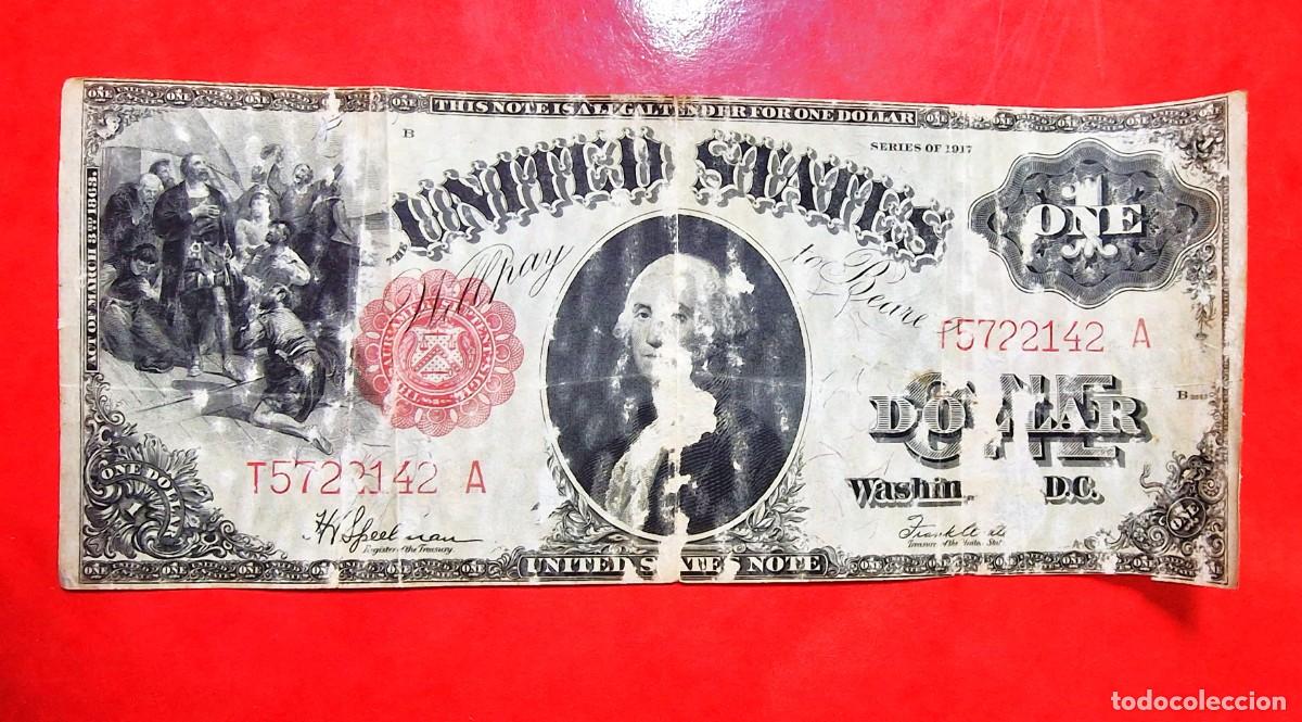 Billetes extranjeros: ESTADOS UNIDOS USA BONITO EJEMPLAR *DA&Ntilde;ADO* |SOLO ACEPTO PAYPAL| BILLETE $ 1 DOLAR 1917 LEER DESCRIP