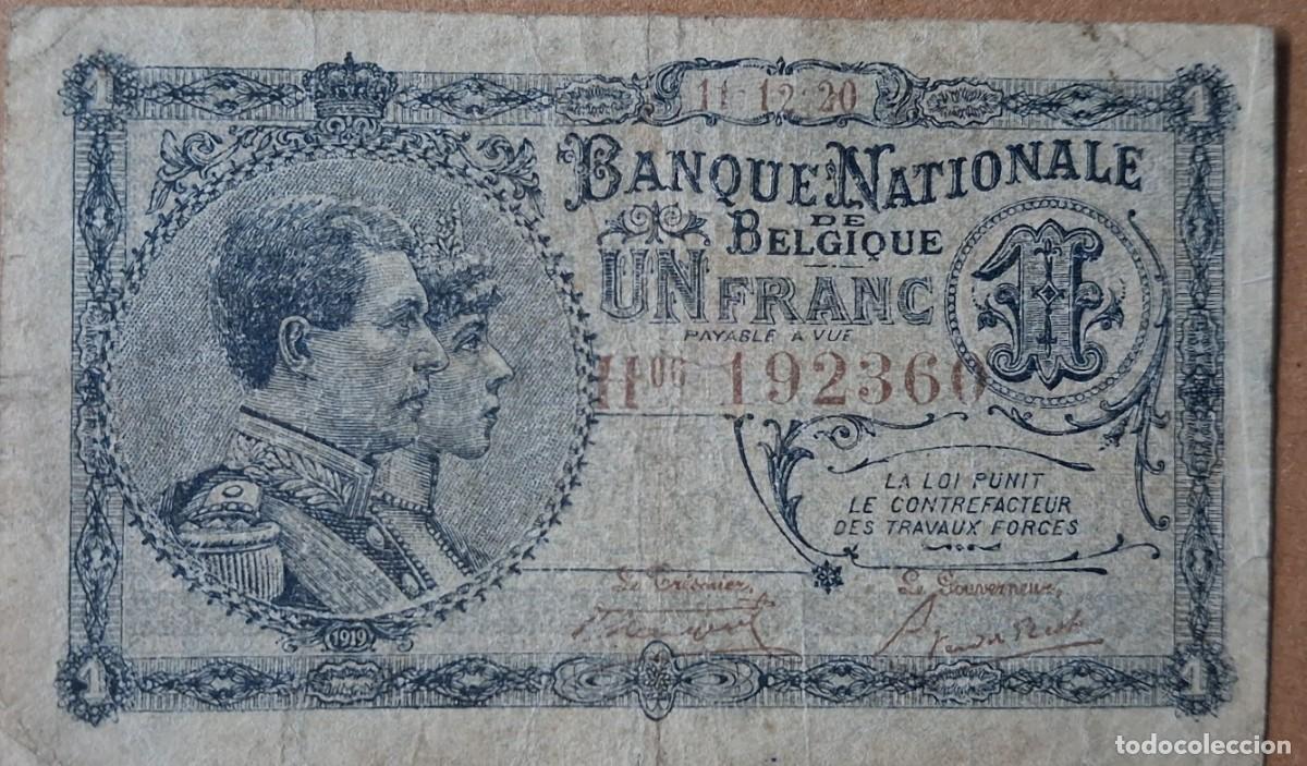 Billetes extranjeros: B&eacute;lgica 1 franco 1920 pick 92 (MBC)