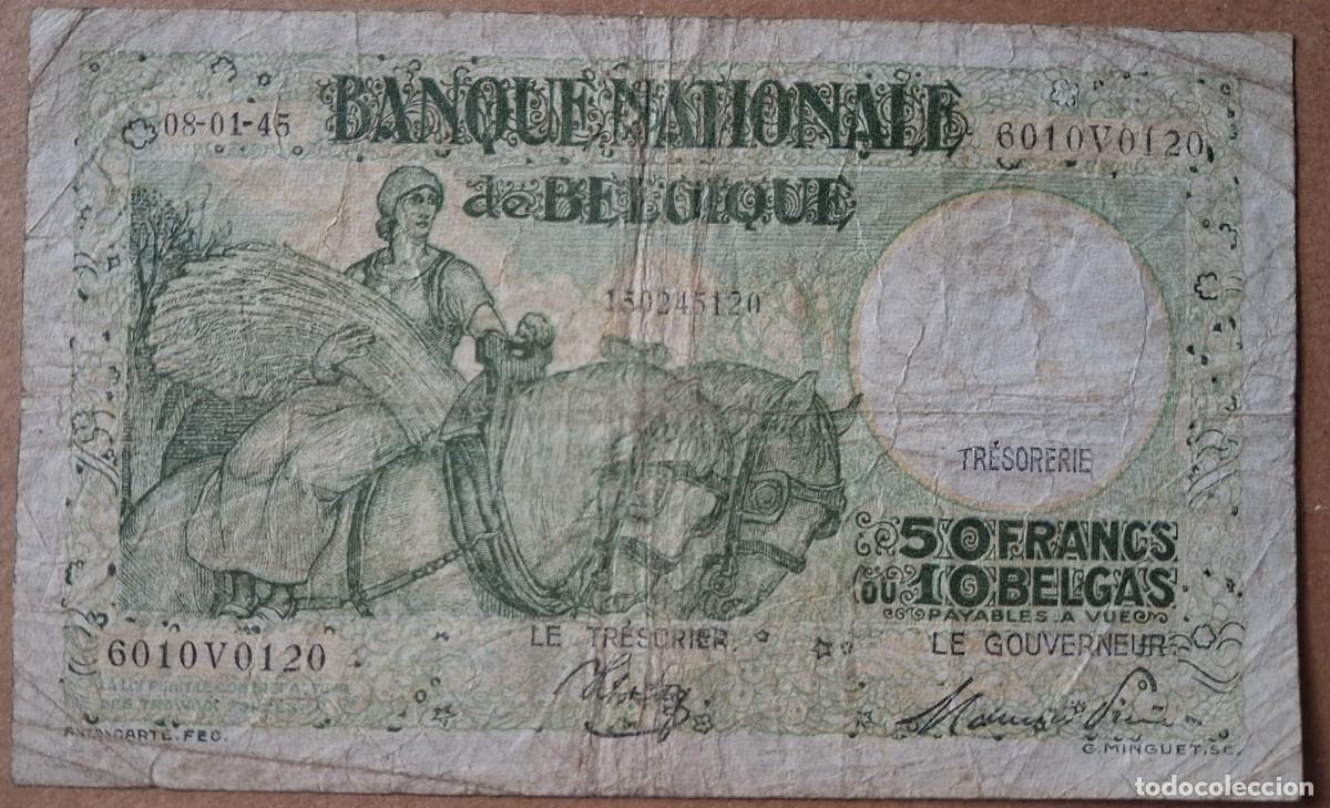 Billetes extranjeros: B&eacute;lgica 50 francs 1943 pick 106 (BC+)