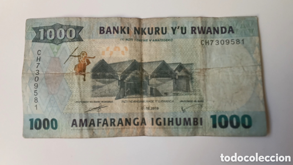 Billetes extranjeros: RUANDA 1000 FRANCOS (FRANCS) 2019 - Foto 1
