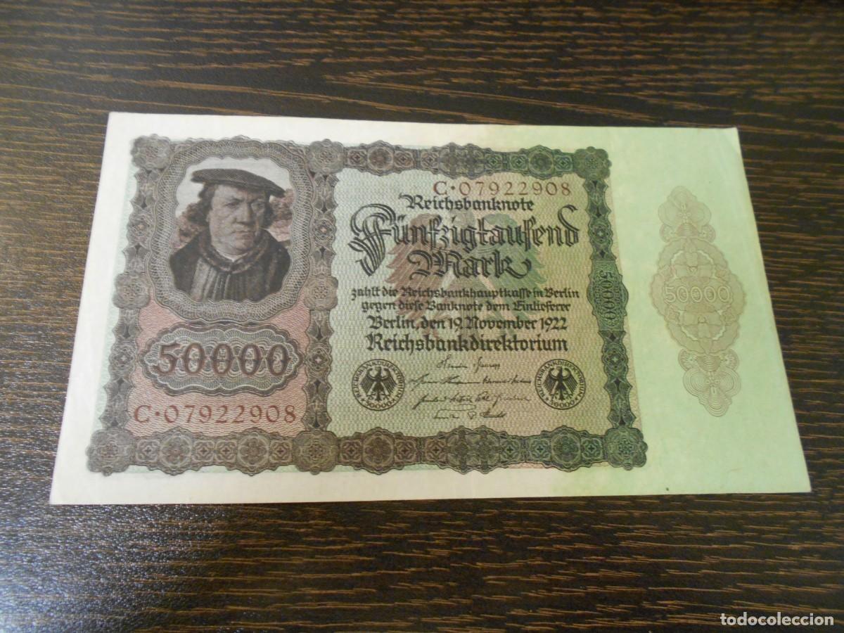 Billetes extranjeros: ALEMANIA-BILLETE GRANDE Y ANTIGUO-50.000 MARCOS-1922-Pick 80-MBC+