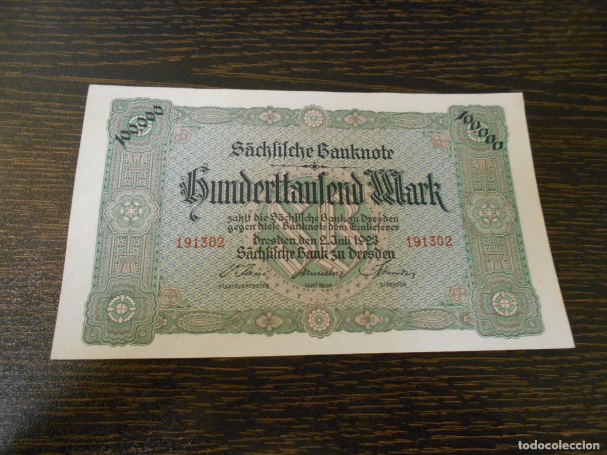 Billetes extranjeros: ALEMANIA-BANCO DE SAJONIA-BILLETE ANTIGUO-100.000 MARCOS-1923-Pick S960-SC