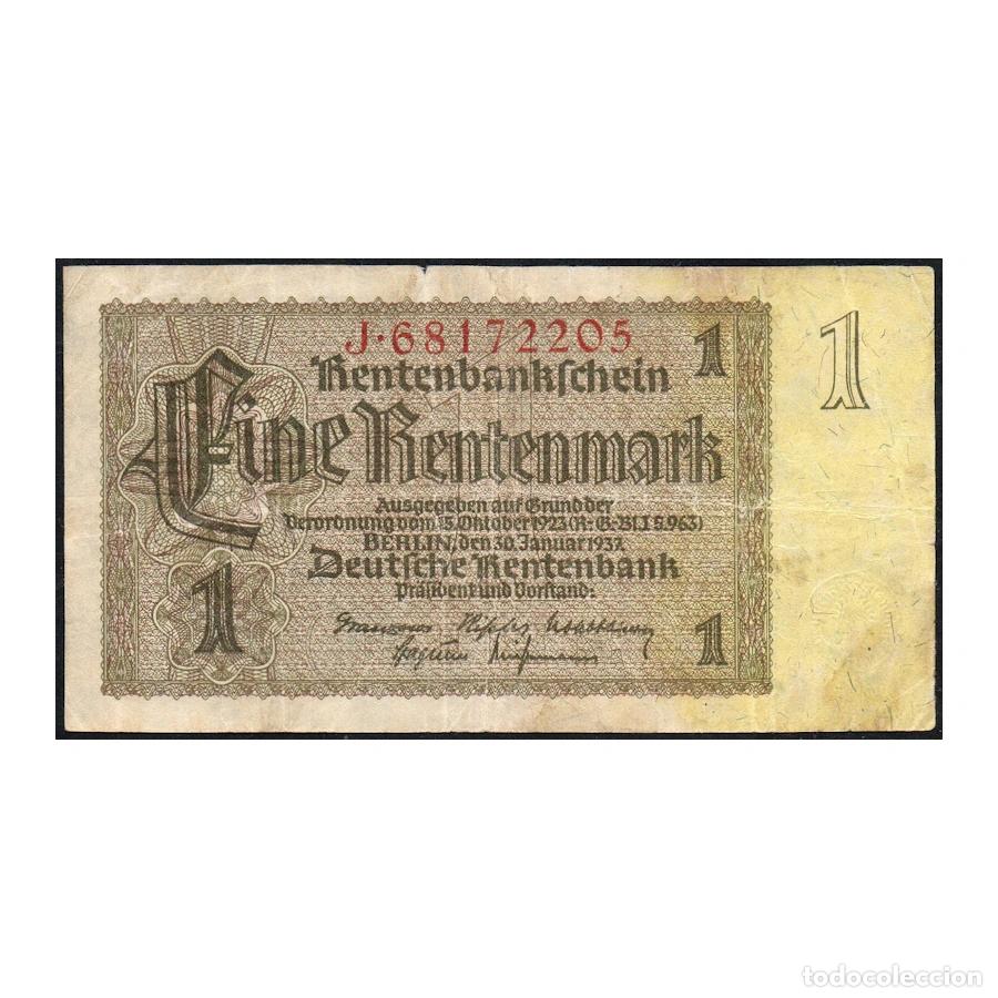 Billetes extranjeros: Alemania 1937 [BLL] Tercer Reich. 1 Rentenmark (BC)