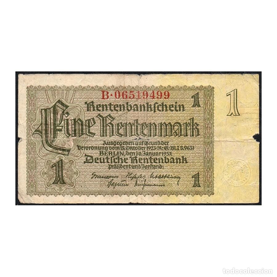 Billetes extranjeros: Alemania 1937 [BLL] Tercer Reich. 1 Rentenmark (RC)