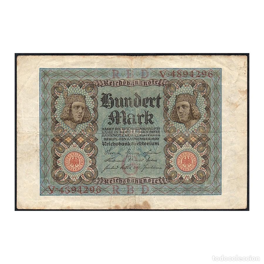 Billetes extranjeros: Alemania 1920 [BLL] Reichsbanknote 100 Marcos (BC)