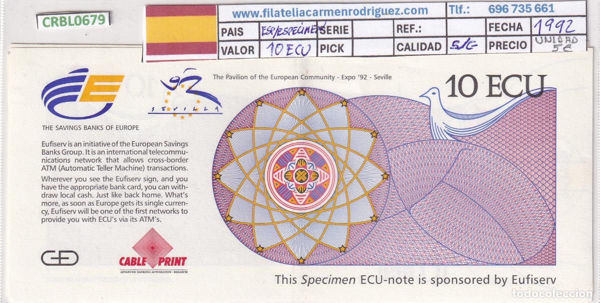 Billetes extranjeros: CRBL0679 BILLETE EXPO 92 SEVILLA 10 ECUS 1992 S/C-