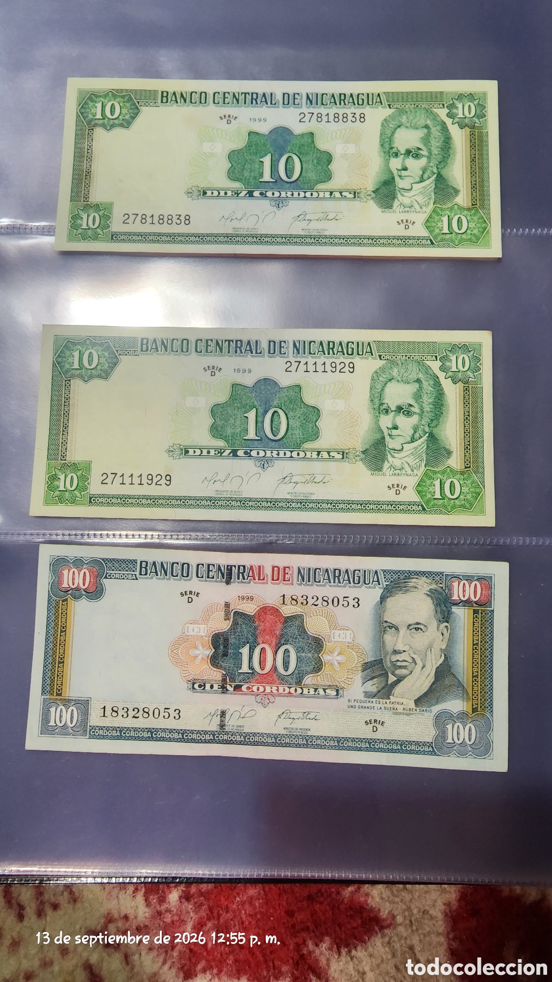 Billetes extranjeros: Nicaragua. 3 billetes de Nicaragua