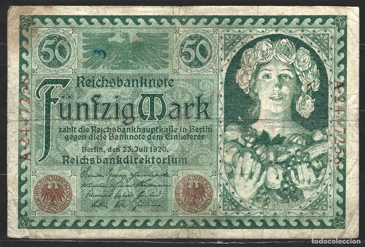 Billetes extranjeros: ALEMANIA - REP&Uacute;BLICA WEIMAR - 50 MARCOS 1920 - EL DE LAS FOTOS - USADO