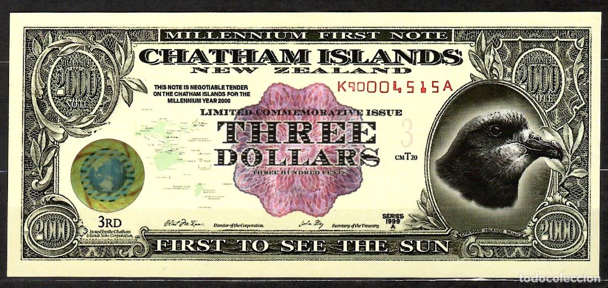 Billetes extranjeros: ISLAS CHATHAM - CHATHAM ISLANDS - 3 DOLARES POLIMERO - SIN CIRCULAR