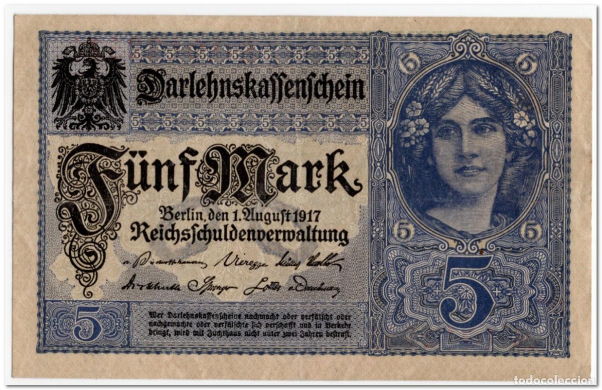 Billetes extranjeros: GERMANY,5 MARK,1917,P.56,VF+