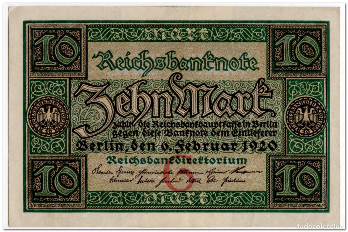 Billetes extranjeros: GERMANY,WEIMAR REPUBLIC,10 MARK,1920,P.67a,XF+