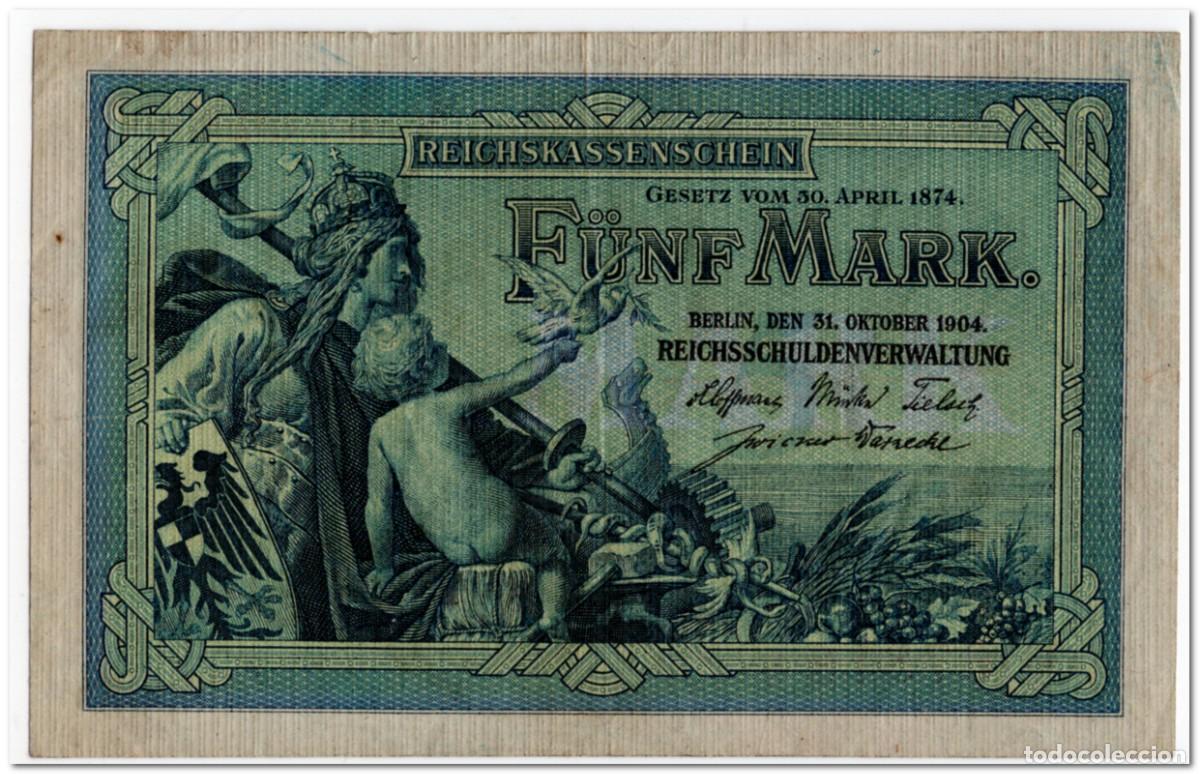Billetes extranjeros: GERMANY,5 MARK,1904,P.8a,VF+