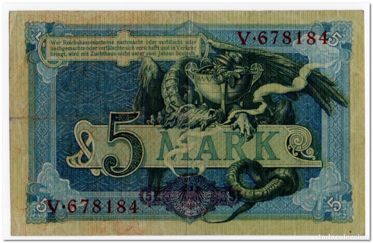 Billetes extranjeros: GERMANY,5 MARK,1904,P.8a,VF+ - Foto 2