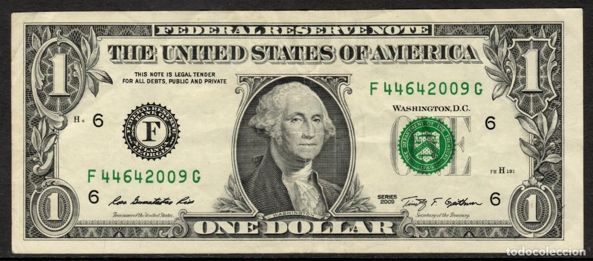 Billetes extranjeros: ESTADOS UNIDOS - 1 DOLAR - SERIE 2009 - WASHINGTON - USADO - MBC+ - FEDERAL RESERVE NOTE