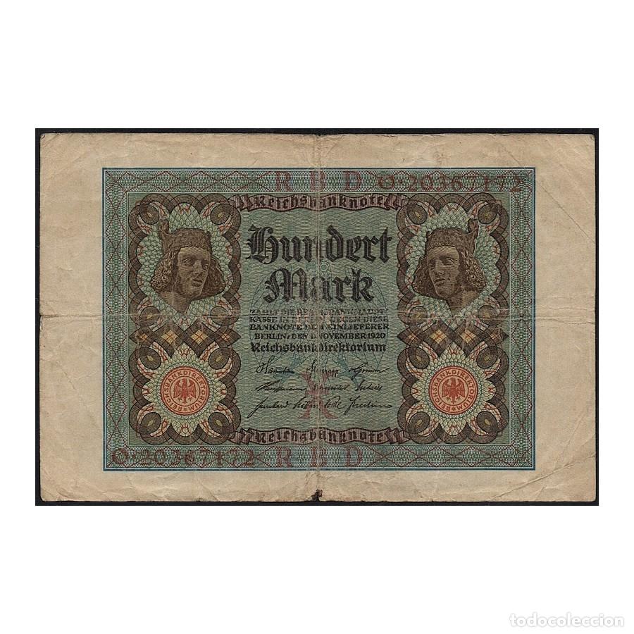 Billetes extranjeros: Alemania 1920 [BLL] Reichsbanknote 100 Marcos (RC)