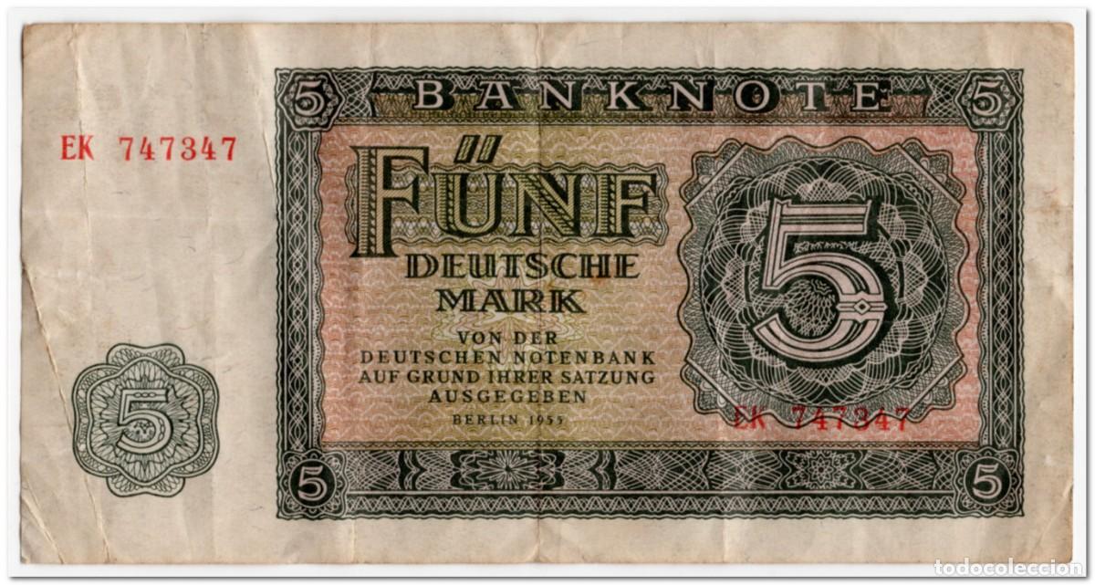 Billetes extranjeros: GERMANY,DEMOCRATIC REPUBLIC,5 DEUTSCHE MARK,1955,P.17,VF