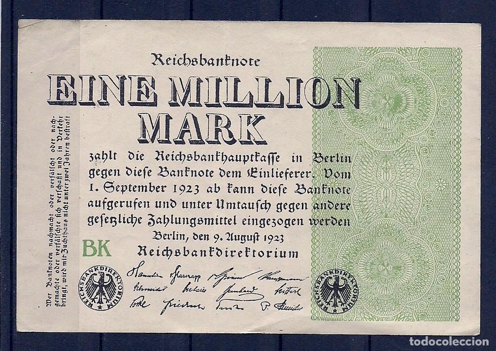 Billetes extranjeros: ALEMANIA - REP&Uacute;BLICA WEIMAR - 1.000.000 MARCOS EL 09. DE AGOSTO DE 1923 - EL DE LAS FOTOS - USADO
