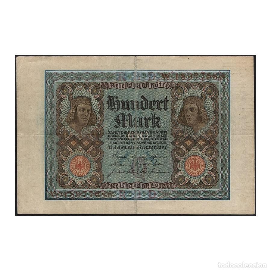 Billetes extranjeros: Alemania 1920 [BLL] Reichsbanknote 100 Marcos (BC)
