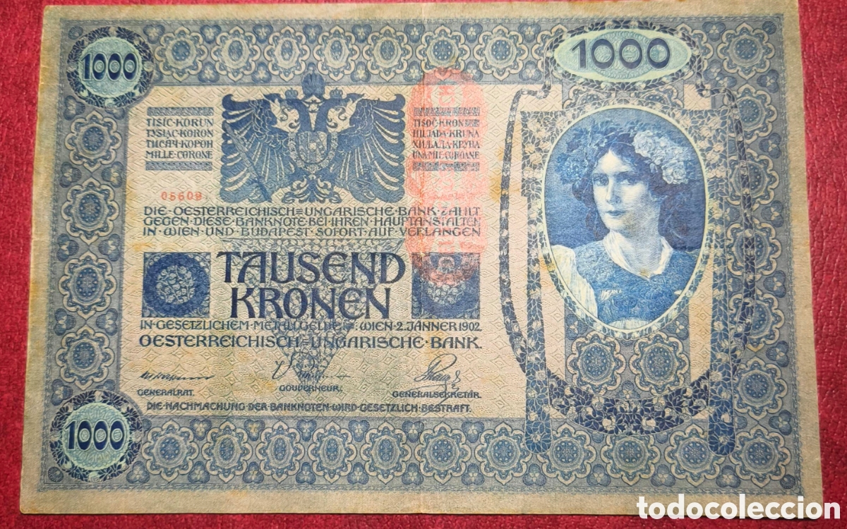 Billetes extranjeros: Austria. 1902. 1000 coronas - Foto 1